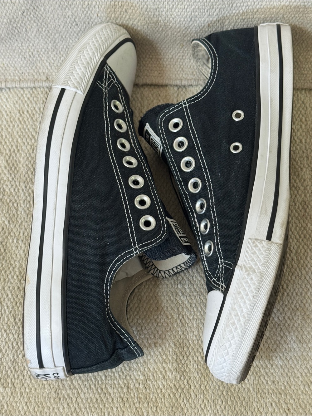 Converse men’s 7 1/2 - wm’s 9.5 - eur 41 Black Low Top Slip-On Canvas Sneakers - Picture 12 of 13